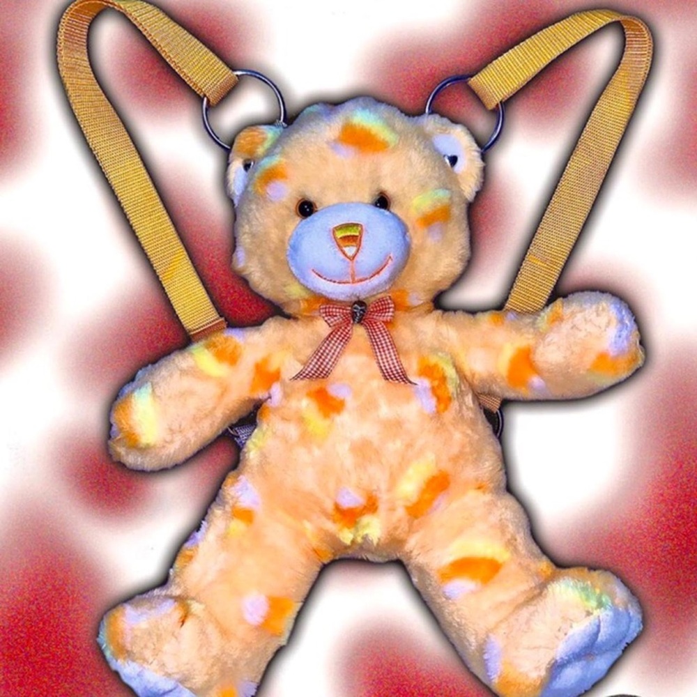 Plush Teddy Bear Backpack - Orange and White